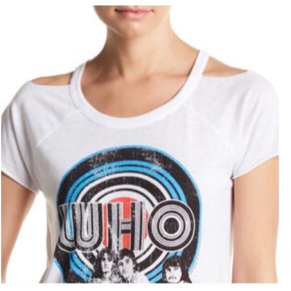 Chaser The Who Vintage Style Cold Shoulder Graphic Tee NWOT - Picture 3 of 10